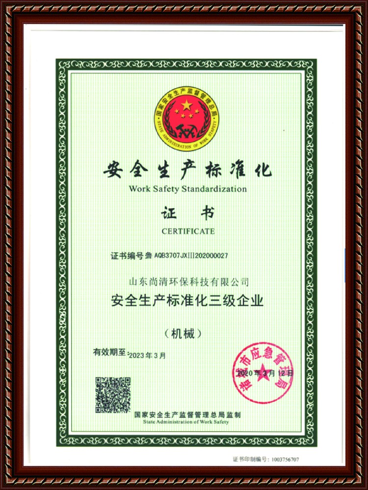 安全標(biāo)準(zhǔn)標(biāo)準(zhǔn)化證書(shū)